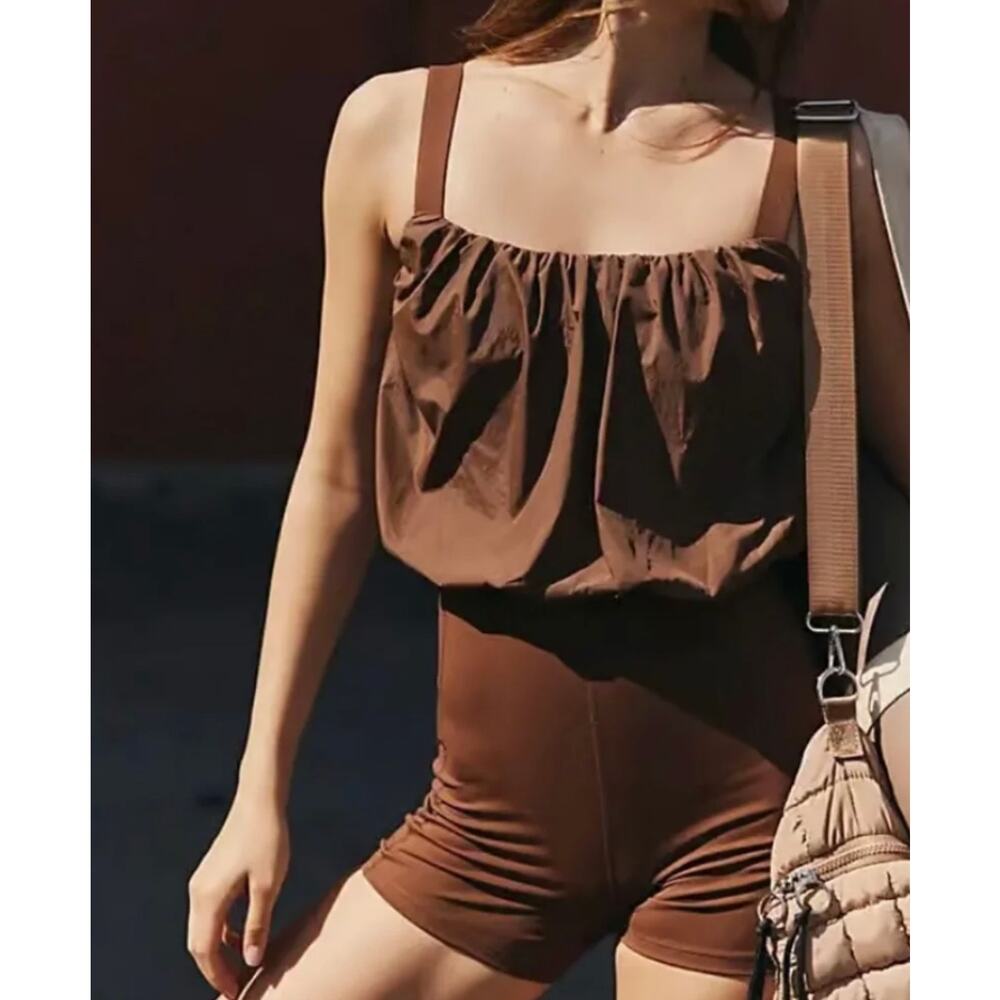 NEW Free People Movement Bubble Trouble Onesie Romper Brown size XS